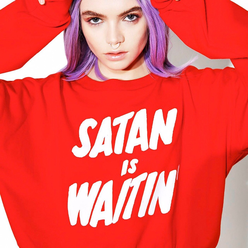 Creep Street “Satan is Waitin” crop sweater